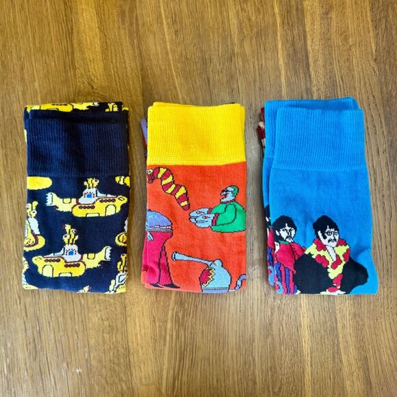 THE BEATLES X HAPPY SOCKS 10-13 3 Pairs Yellow Submarine Limited Edition Box Set - Picture 4 of 7